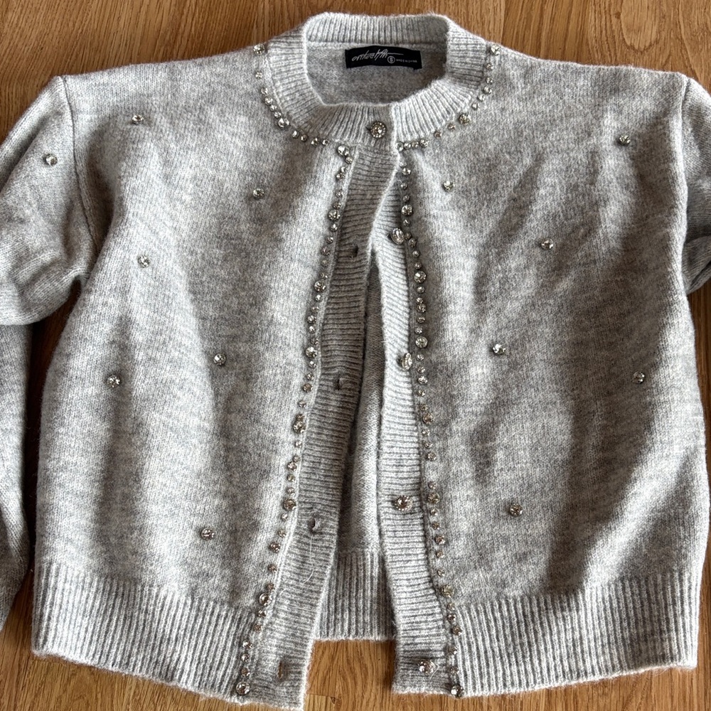 Gray Embellished Women's Sweater